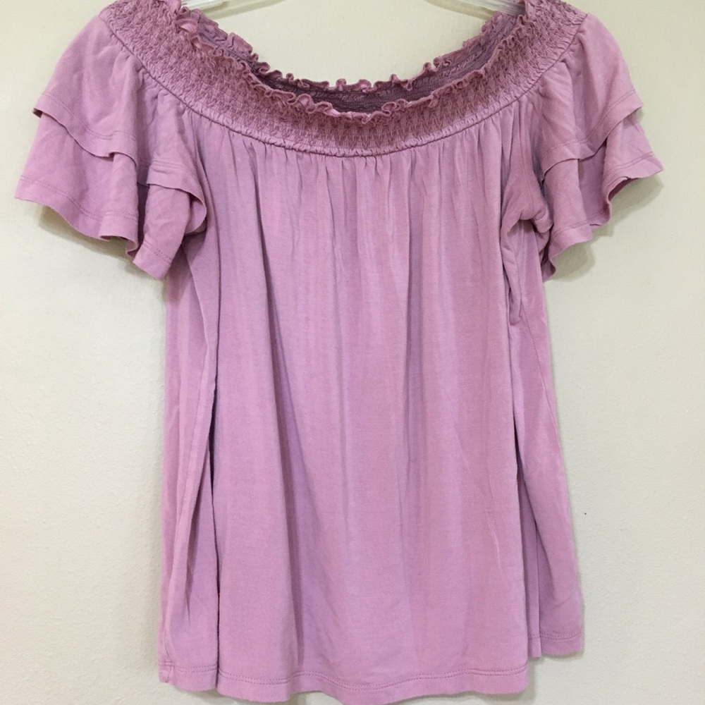 AE Mauve Ruffle Blouse - Picture 2 of 4